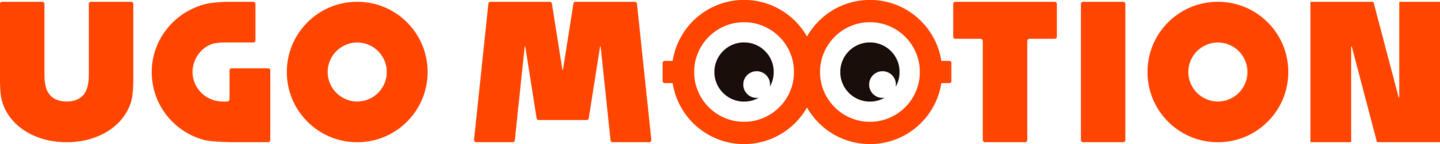 ウゴモーションのロゴマーク、オレンジ色バージョン